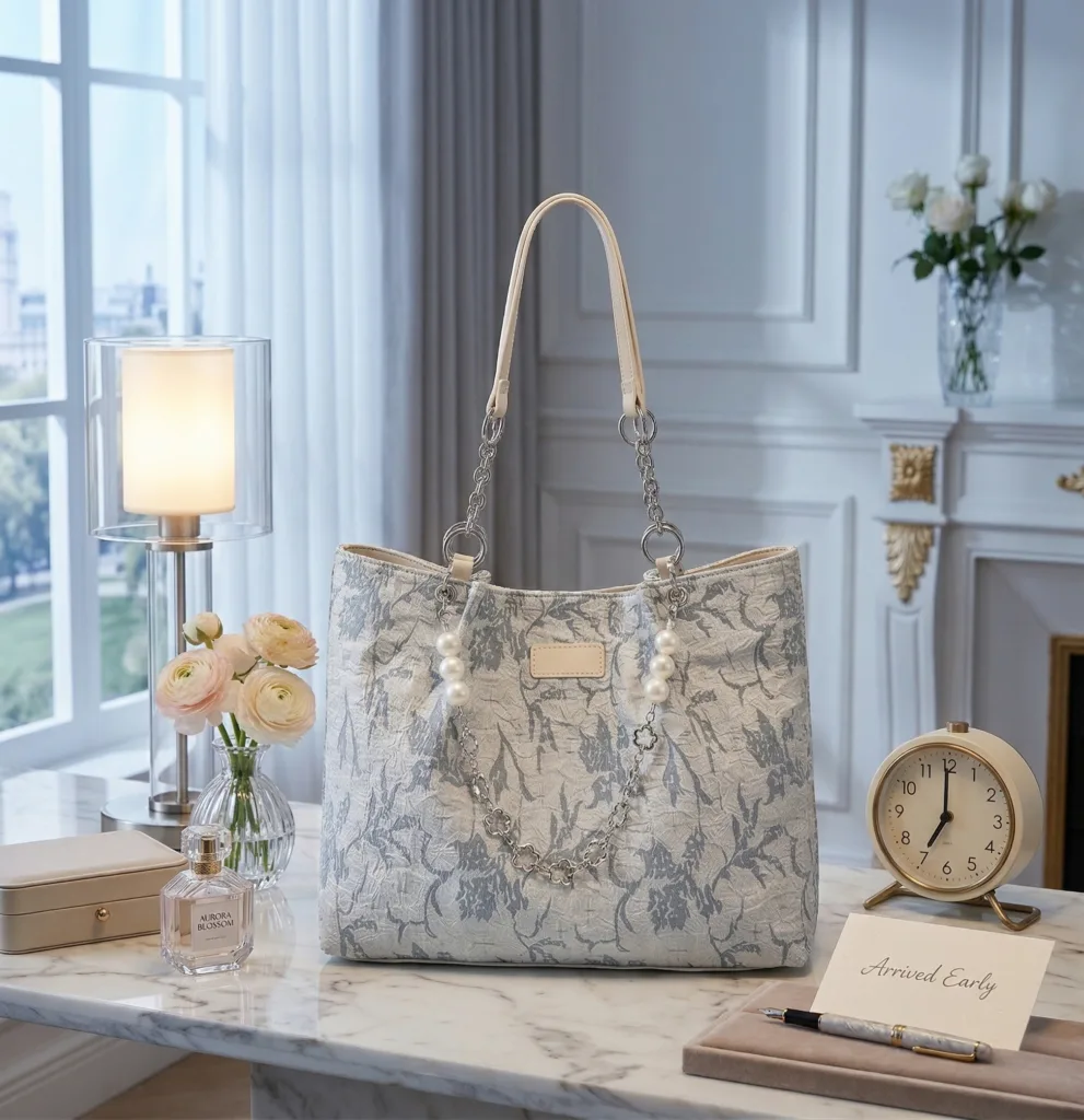 floral-embossed-chain-tote-bag-with-pearls-sales scenario diagram