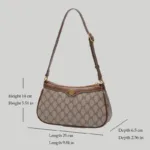 Size specifications for B2B wholesale printed PU leather structured commuter bag measuring 25x14x6.5 cm