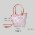 Dimensions and sizing guide for the 9.1 inch jacquard embroidered mini tote bag.